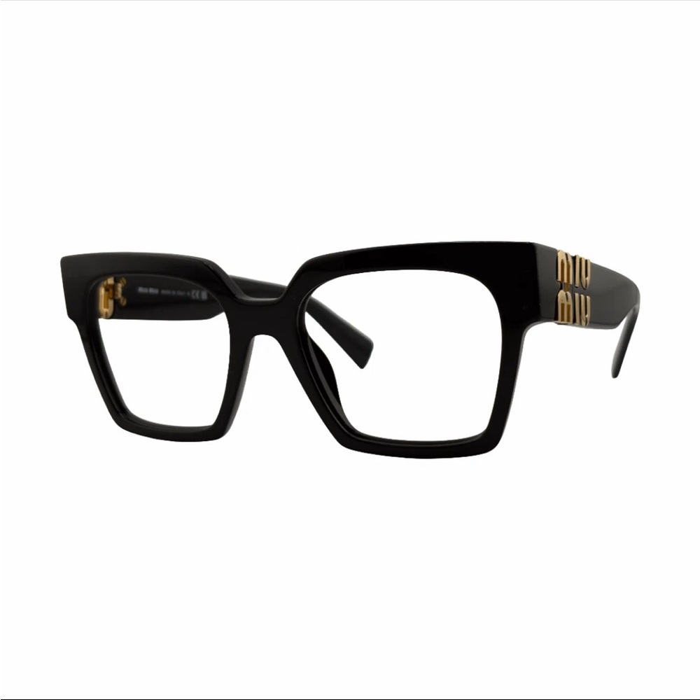 Auth Miu Miu Acetate Black and Gold Square Glasses